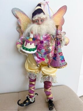 Mark Roberts Collection 16” Birthday Fairy Elf Pastel Glitter Wings